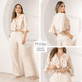 P74428 CONJUNTO LINO POLIESTER CAMEL CLARO