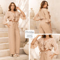 P74428 CONJUNTO LINO POLIESTER CAMEL OSCURO
