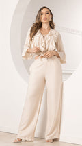 P74428 CONJUNTO LINO POLIESTER CAMEL CLARO