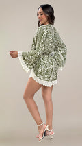 P74438 ENTERIZO LINO ESTAMPADO VERDE