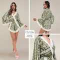P74438 ENTERIZO LINO ESTAMPADO VERDE