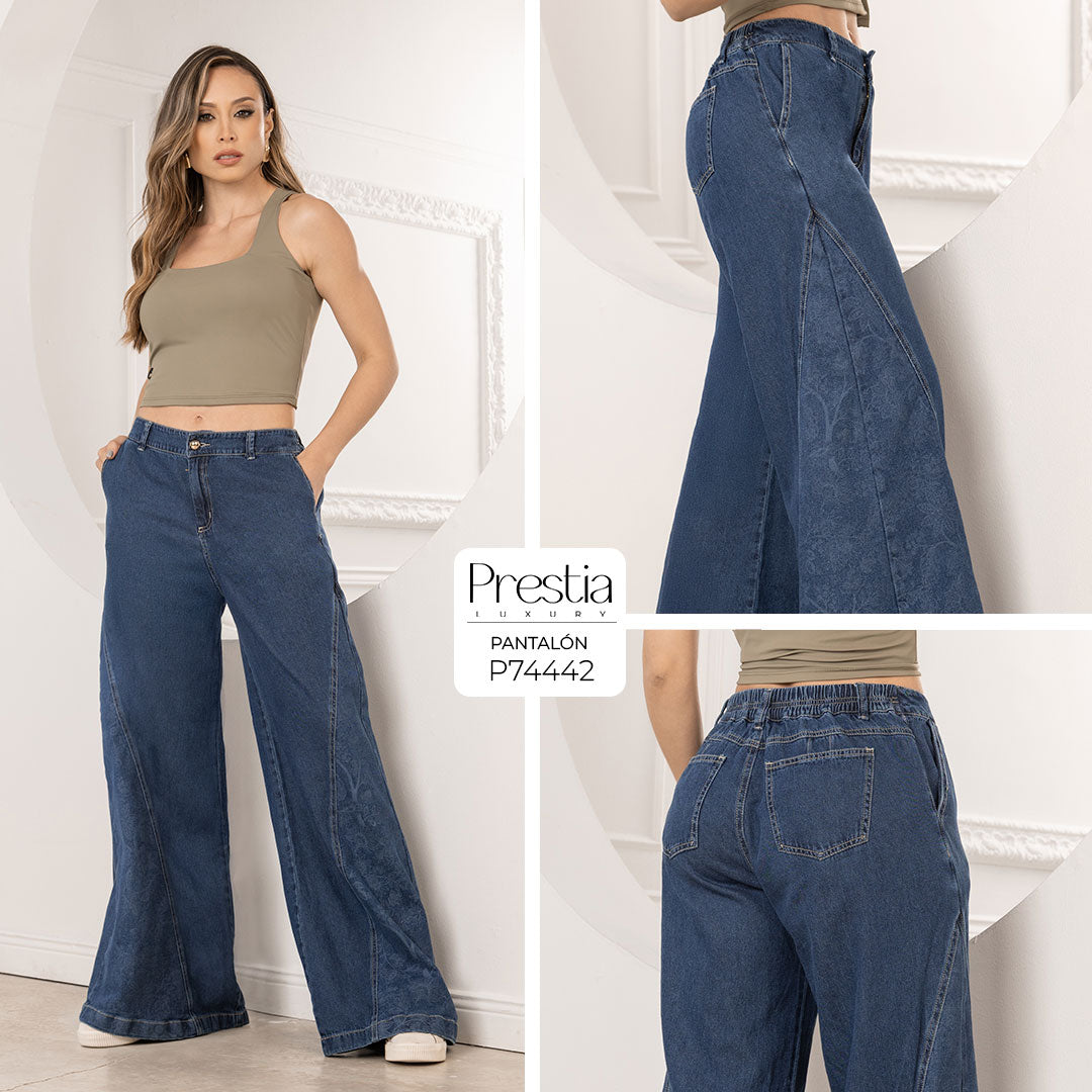 P74442 JEAN INDIGO GRABADO AZUL