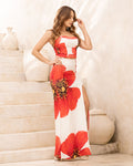 P74463 CONJUNTO POLIESTER MARFIL ESTAMPADO FLORES