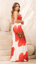 P74463 CONJUNTO POLIESTER MARFIL ESTAMPADO FLORES