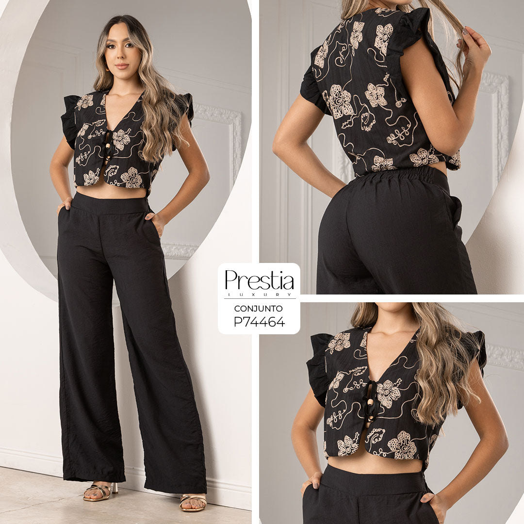 P74464 CONJUNTO LINOPOLIESTER NEGRO