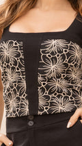 P74465 CONJUNTO TELA BORDADA NEGRO