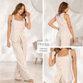 P74467 CONJUNTO LINO POLIESTER CAMEL
