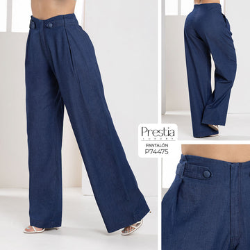 P74475 PANTALON CHAMBRAY AZUL