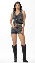 P74476 SHORT DRILL LICRADO NEGRO
