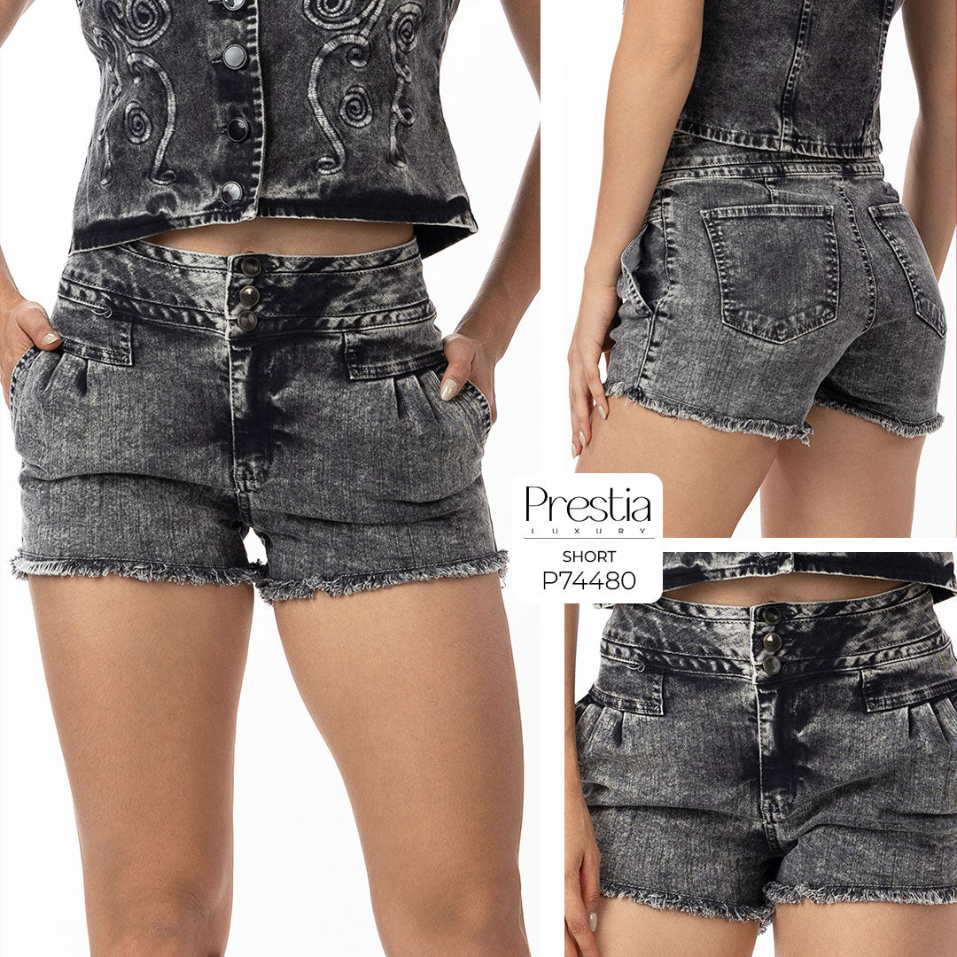 P74480 SHORT DRILL LICRADO NEGRO