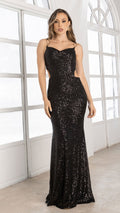 P74487 VESTIDO MALLA LENTEJUELAS NEGRO
