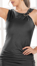 P74491 VESTIDO LICRA DESTELLANTE NEGRO