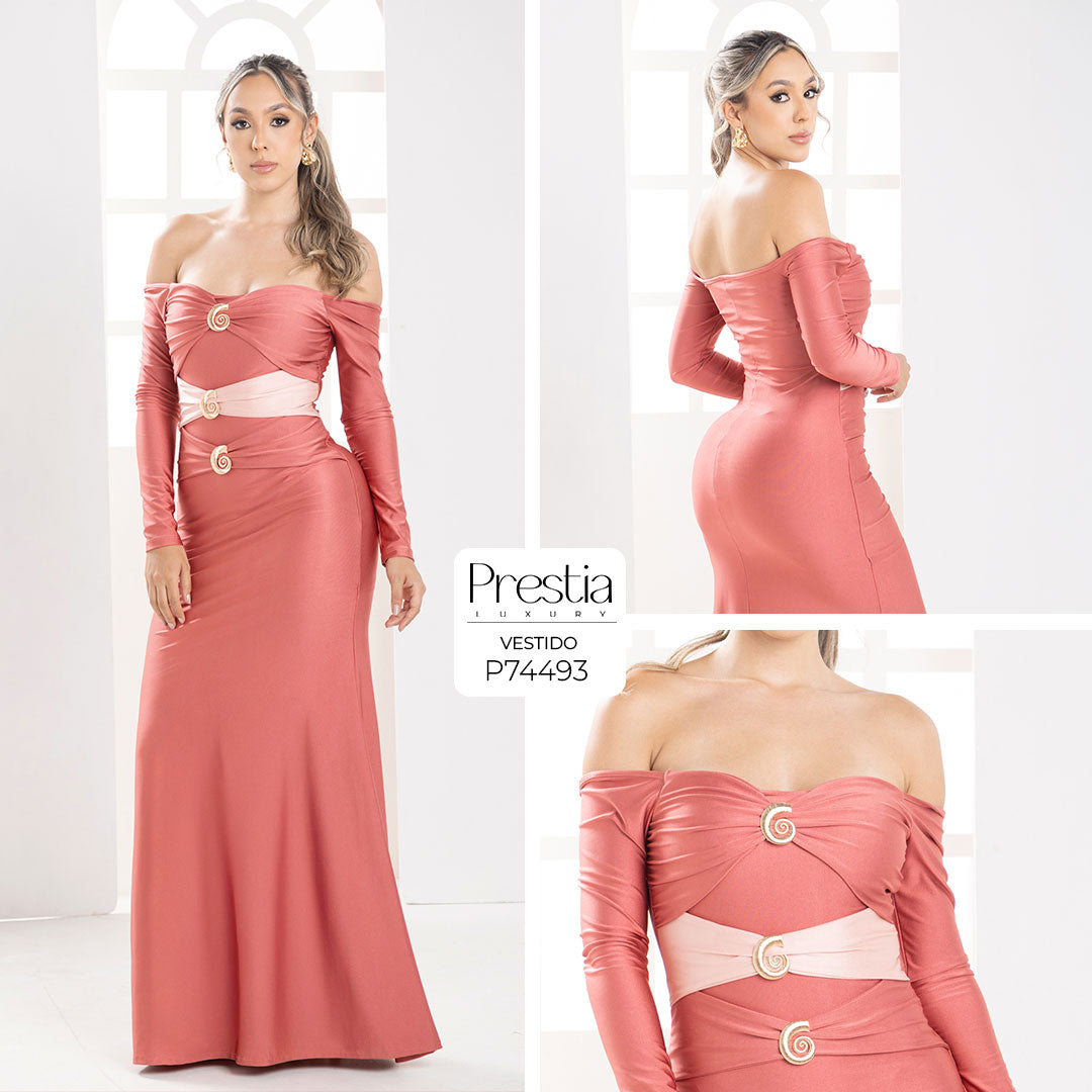 P74493 VESTIDO LICRA DESTELLANTE CEREZA