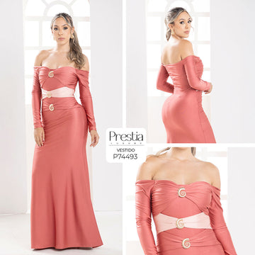 P74493 VESTIDO LICRA DESTELLANTE CEREZA