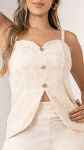 P74496 CONJUNTO MALLA BORDADA MANTEQUILLA