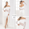 P74501 VESTIDO LICRA DESTELLANTE MARFIL