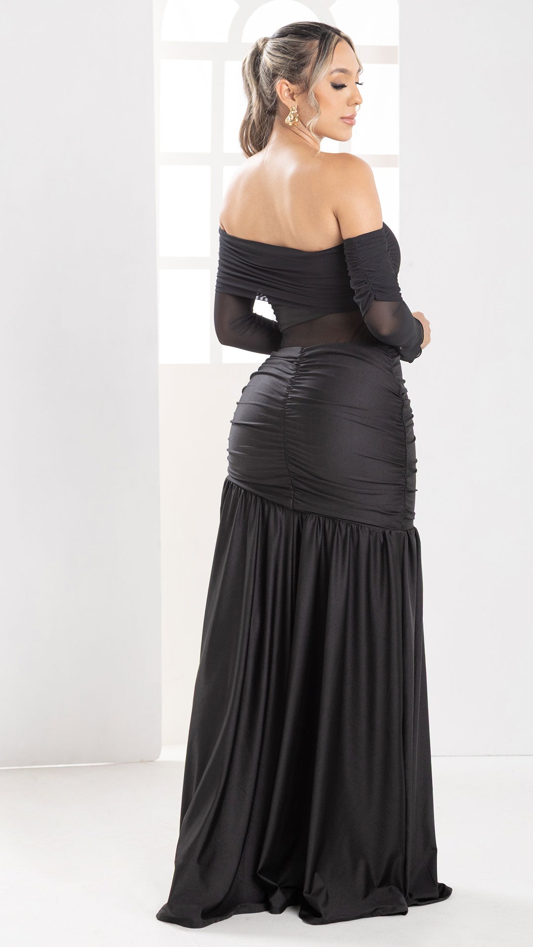 P74501 VESTIDO LICRA DESTELLANTE NEGRO