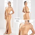 P74507 VESTIDO LICRA DESTELLANTE OCRE