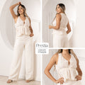 P74509 CONJUNTO CHIFON BORDADO MANTEQUILLA