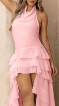 P74511 VESTIDO CHIFON PALO DE ROSA