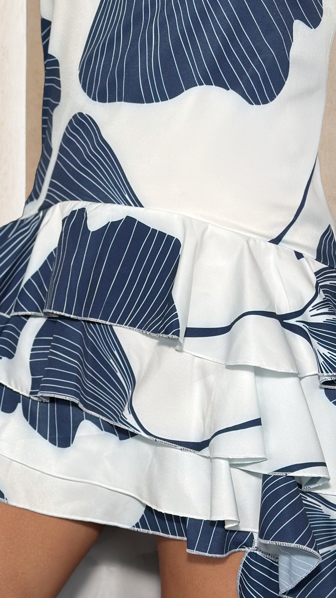 🌟P74519 VESTIDO FALSO CHALIS ESTAMPADO MARFIL