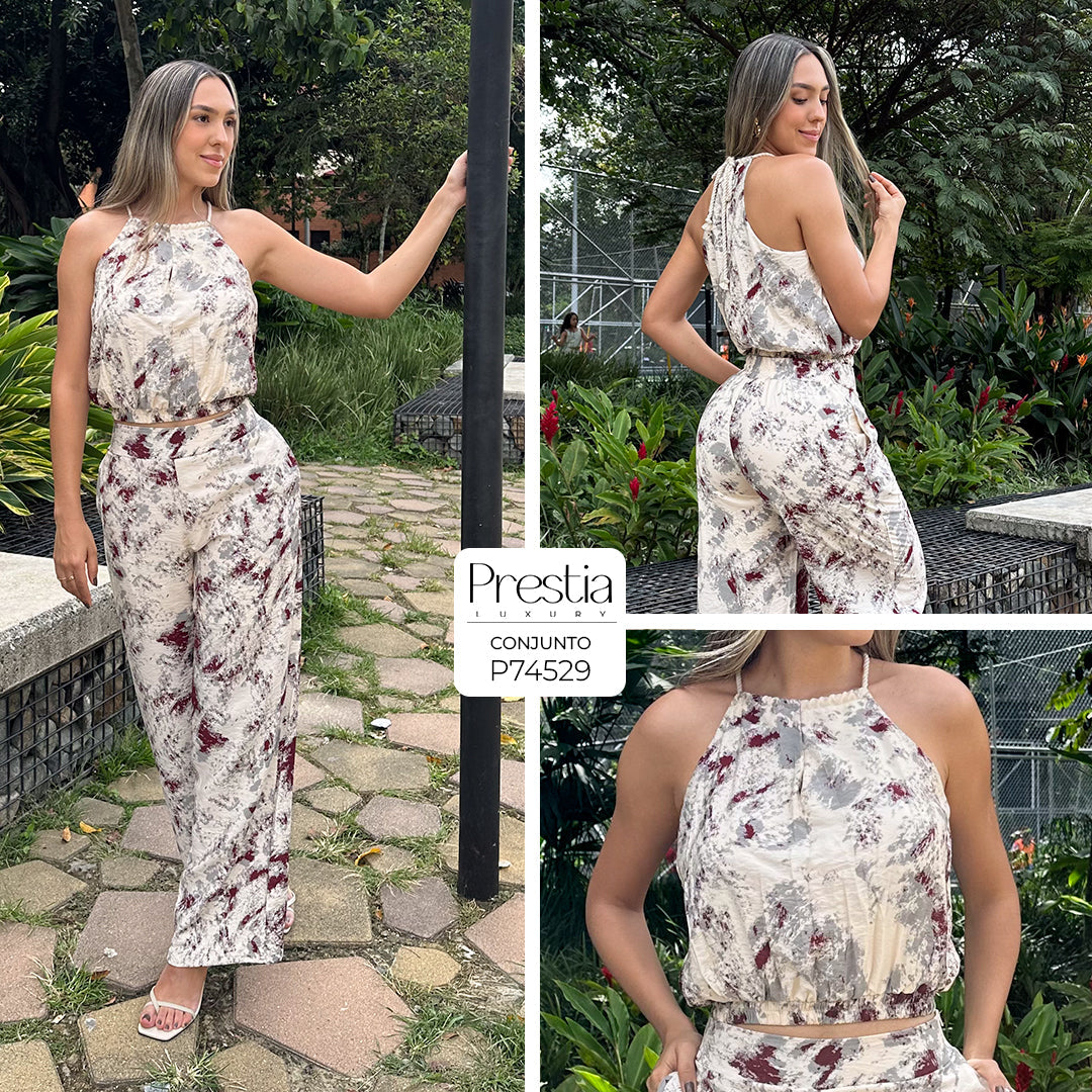 P74529 CONJUNTO LINO ESTAMPADO VINOTINTO