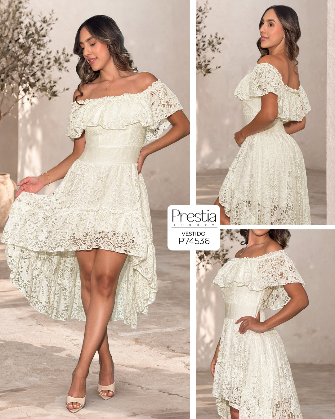 P74536 VESTIDO BLONDA CREMA