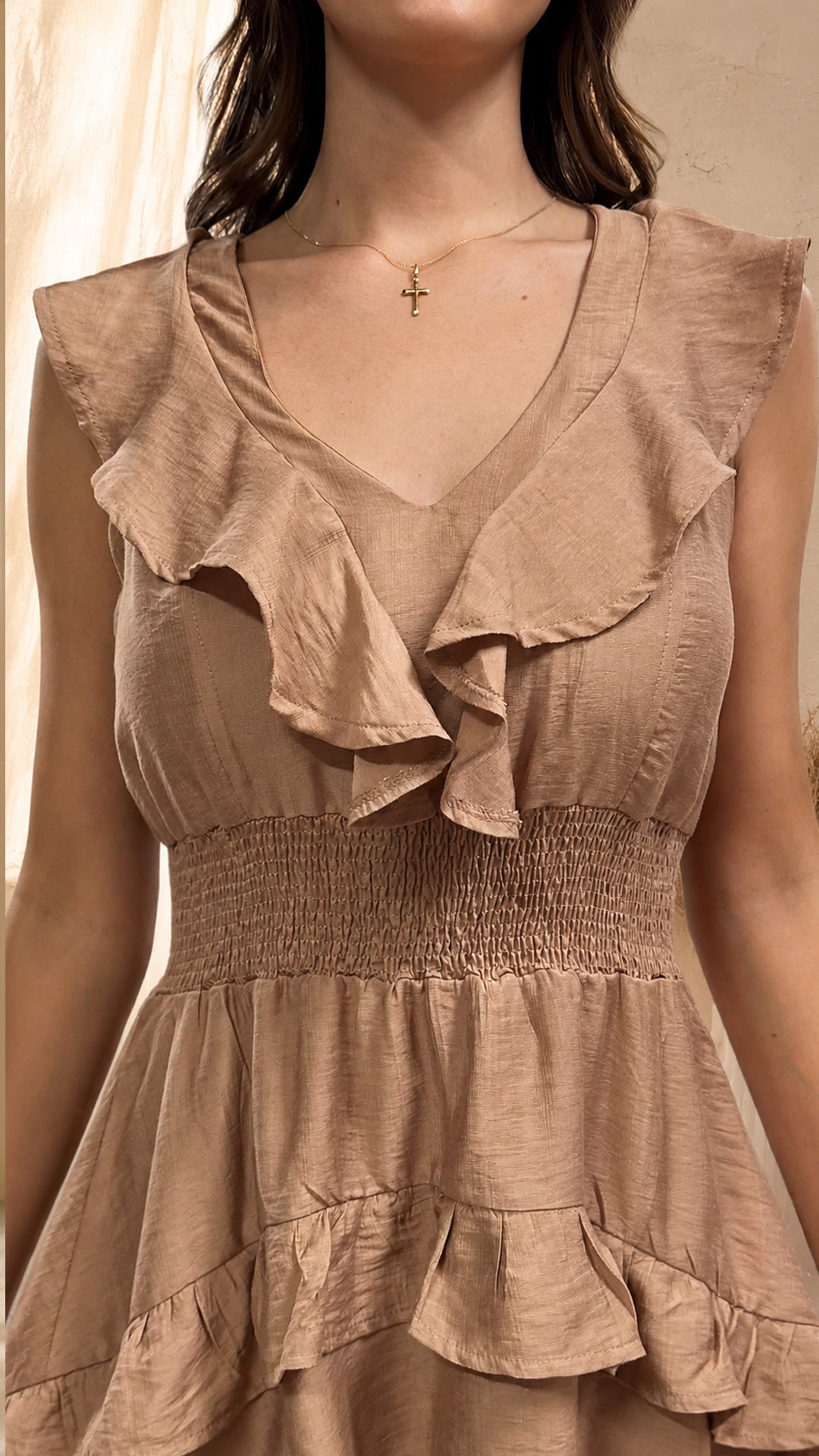 P74537 VESTIDO CHALIS CAMEL