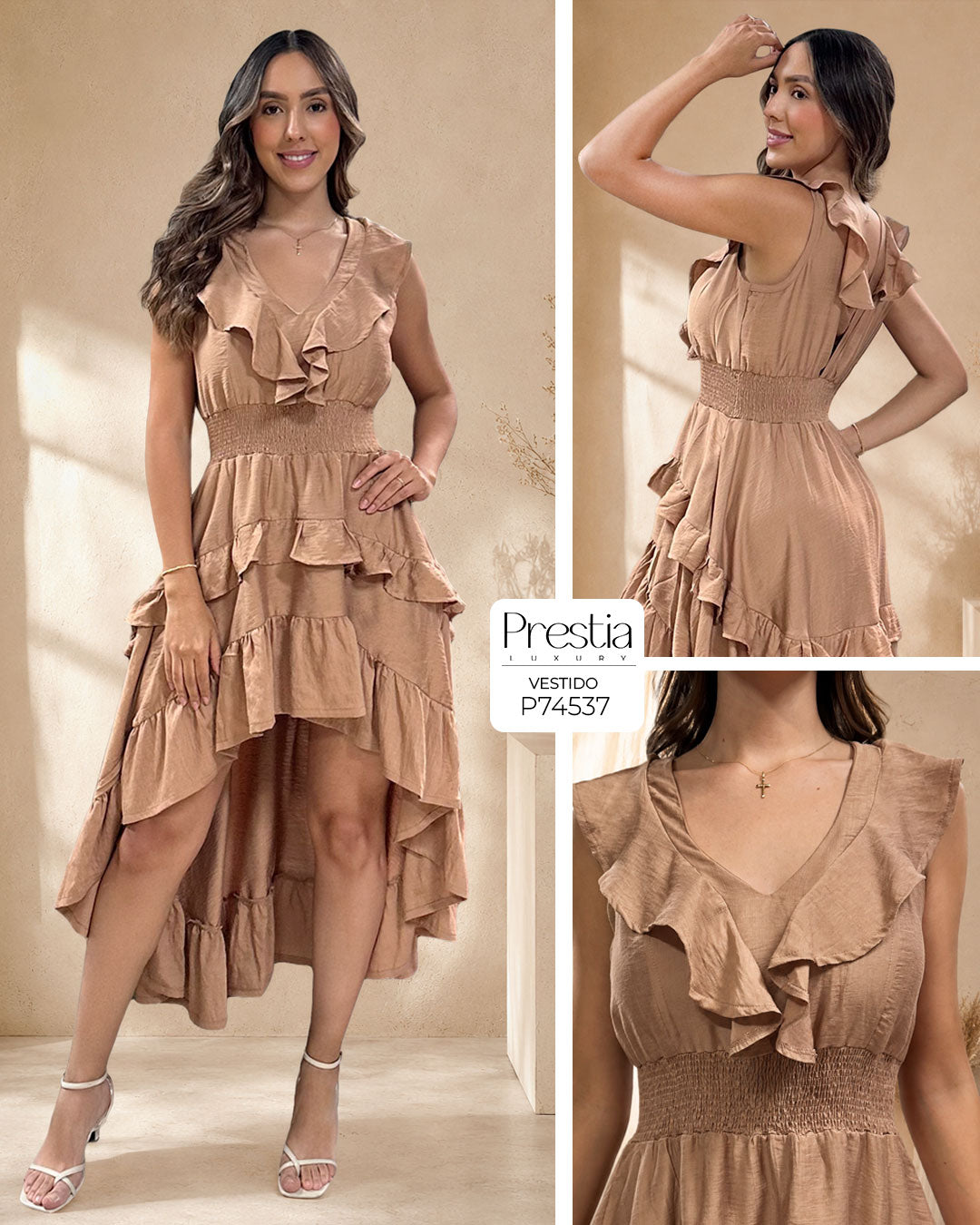 P74537 VESTIDO CHALIS CAMEL