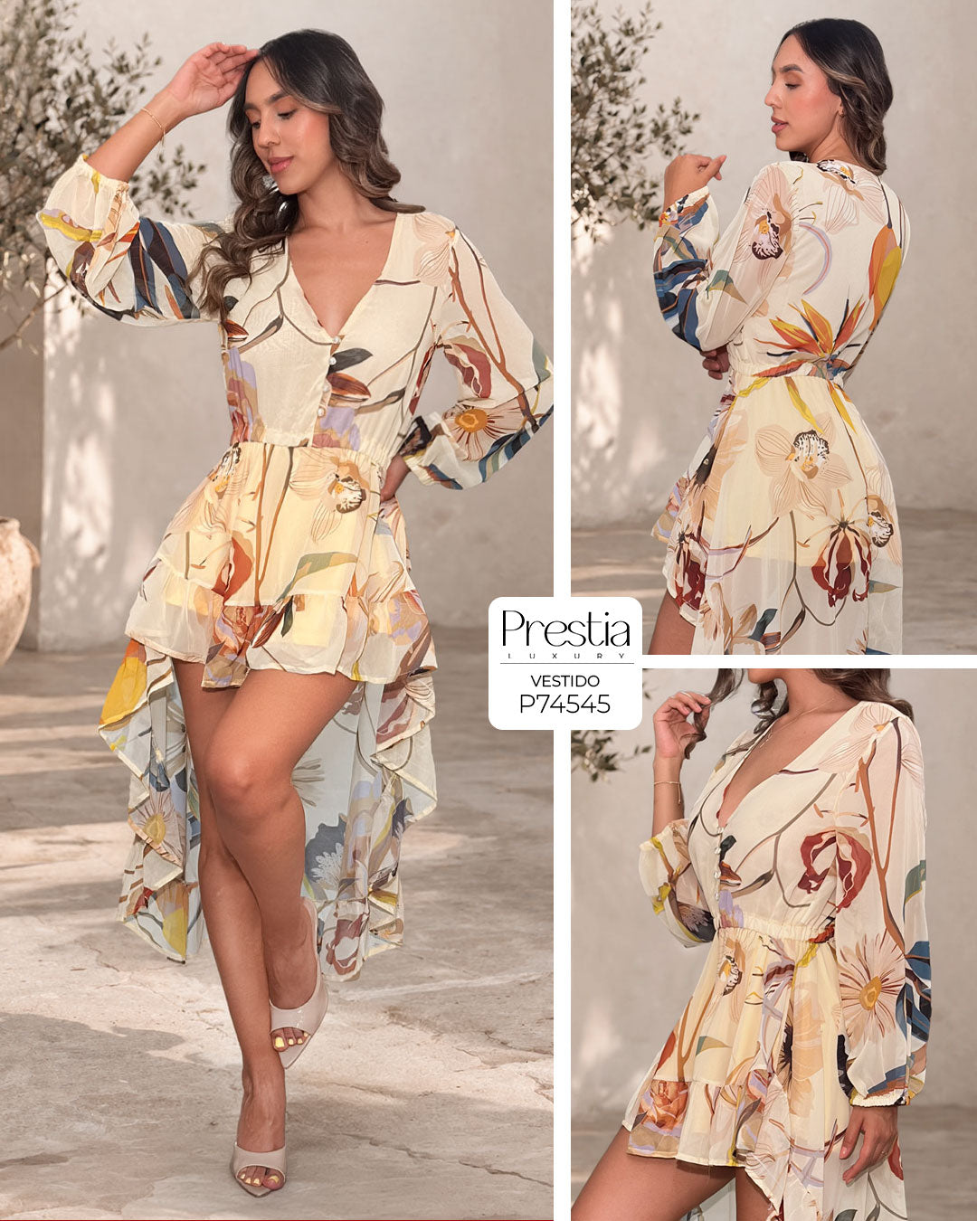P74545 VESTIDO CHIFON AMARILLO