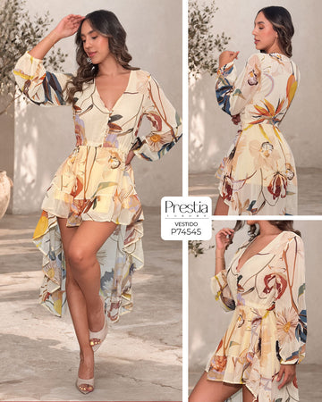 P74545 VESTIDO CHIFON AMARILLO