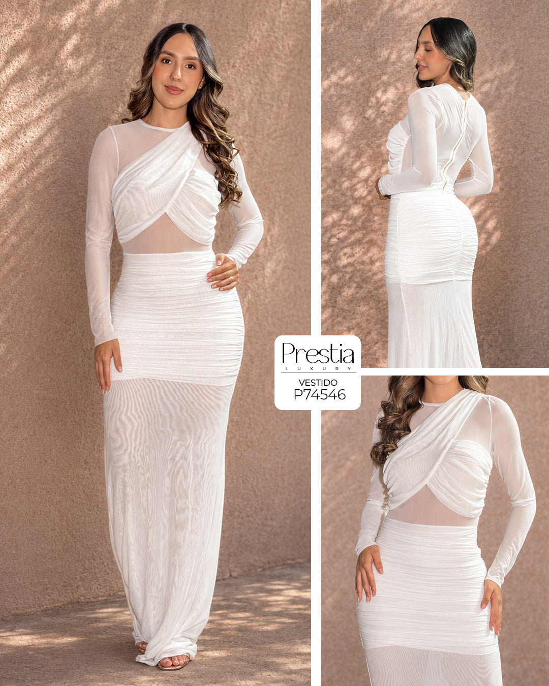 P74546 VESTIDO MALLATEX MARFIL