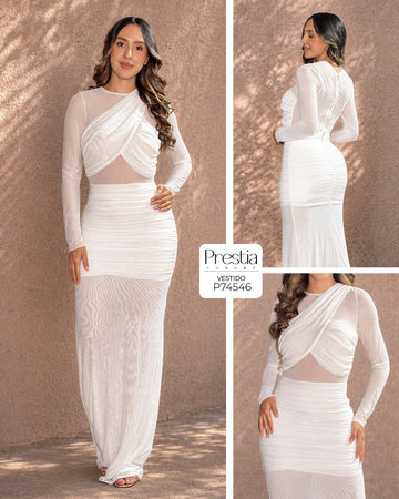 P74546 VESTIDO MALLATEX MARFIL