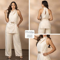 P74553 CONJUNTO LINO CREPE BEIGE