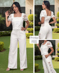P74556 CONJUNTO MALLA BORDADA MARFIL