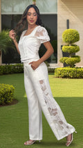 P74556 CONJUNTO MALLA BORDADA MARFIL