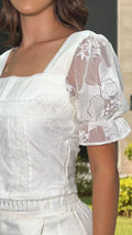 P74556 CONJUNTO MALLA BORDADA MARFIL