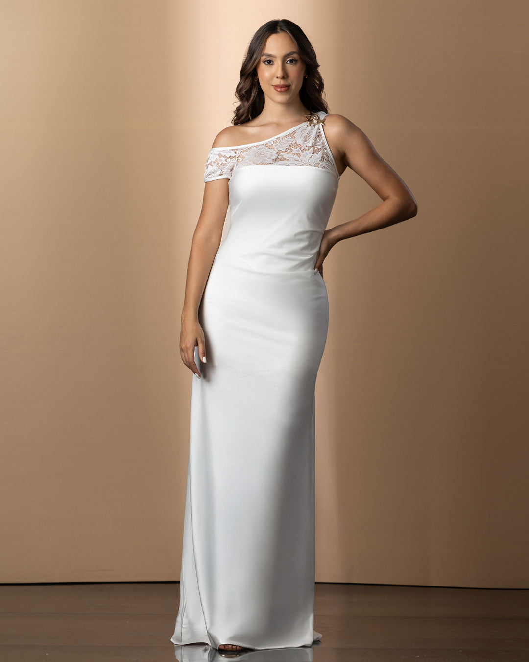 P74558 VESTIDO BLONDA MARFIL