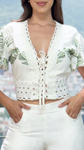 P74573 CONJUNTO LINO POLIESTER SEMILLA MARFIL ESTAMPADO
