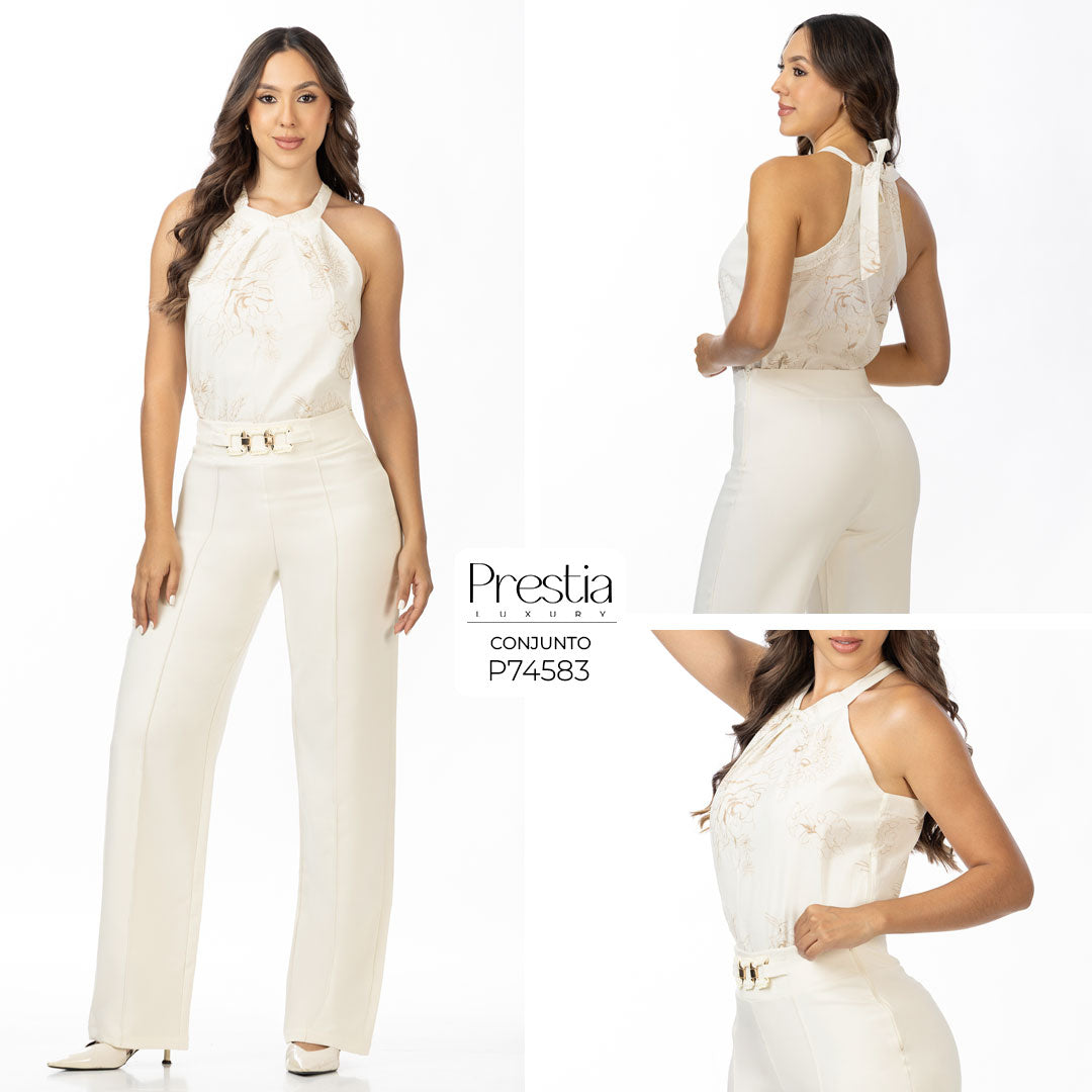 P74583 CONJUNTO LINO BORDADO MARFIL