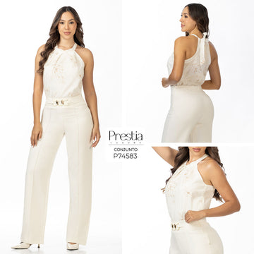 P74583 CONJUNTO LINO BORDADO MARFIL