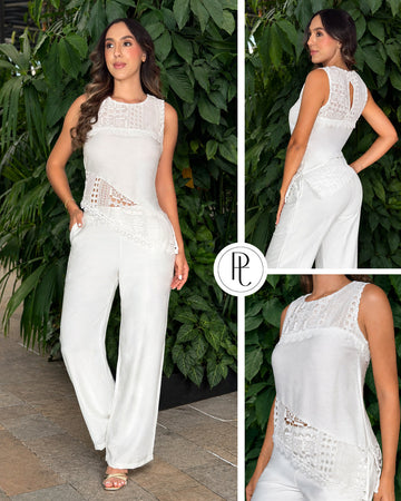 P74585 CONJUNTO LINO POLIESTER MARFIL