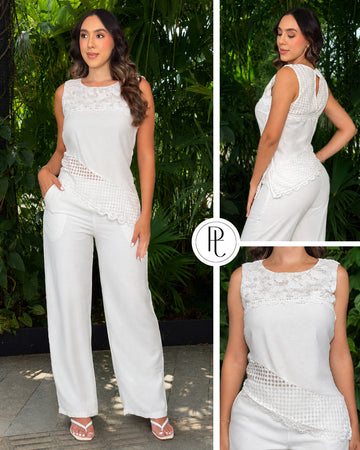 P74585 CONJUNTO LINO POLIESTER MARFIL#2