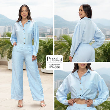 P74586 CONJUNTO LINO POLIESTER AZUL