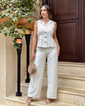P74605 CONJUNTO LINO CREPE MARFIL
