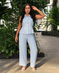 P74605 CONJUNTO LINO CREPE AZUL