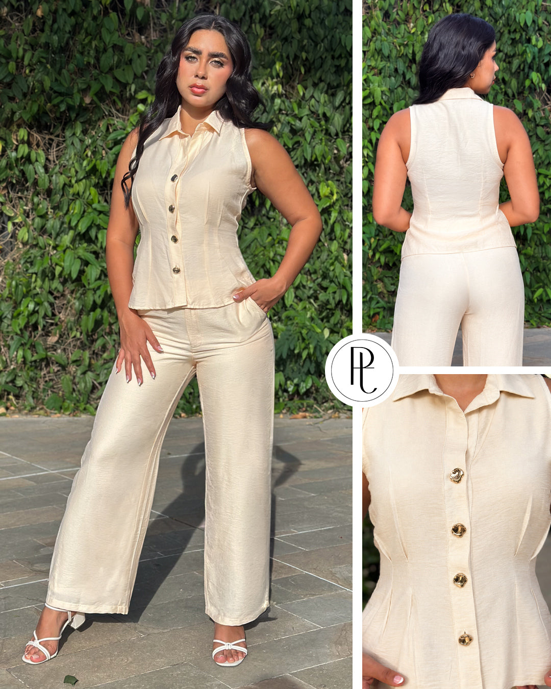P74605 CONJUNTO LINO POLIESTER MANDARINA