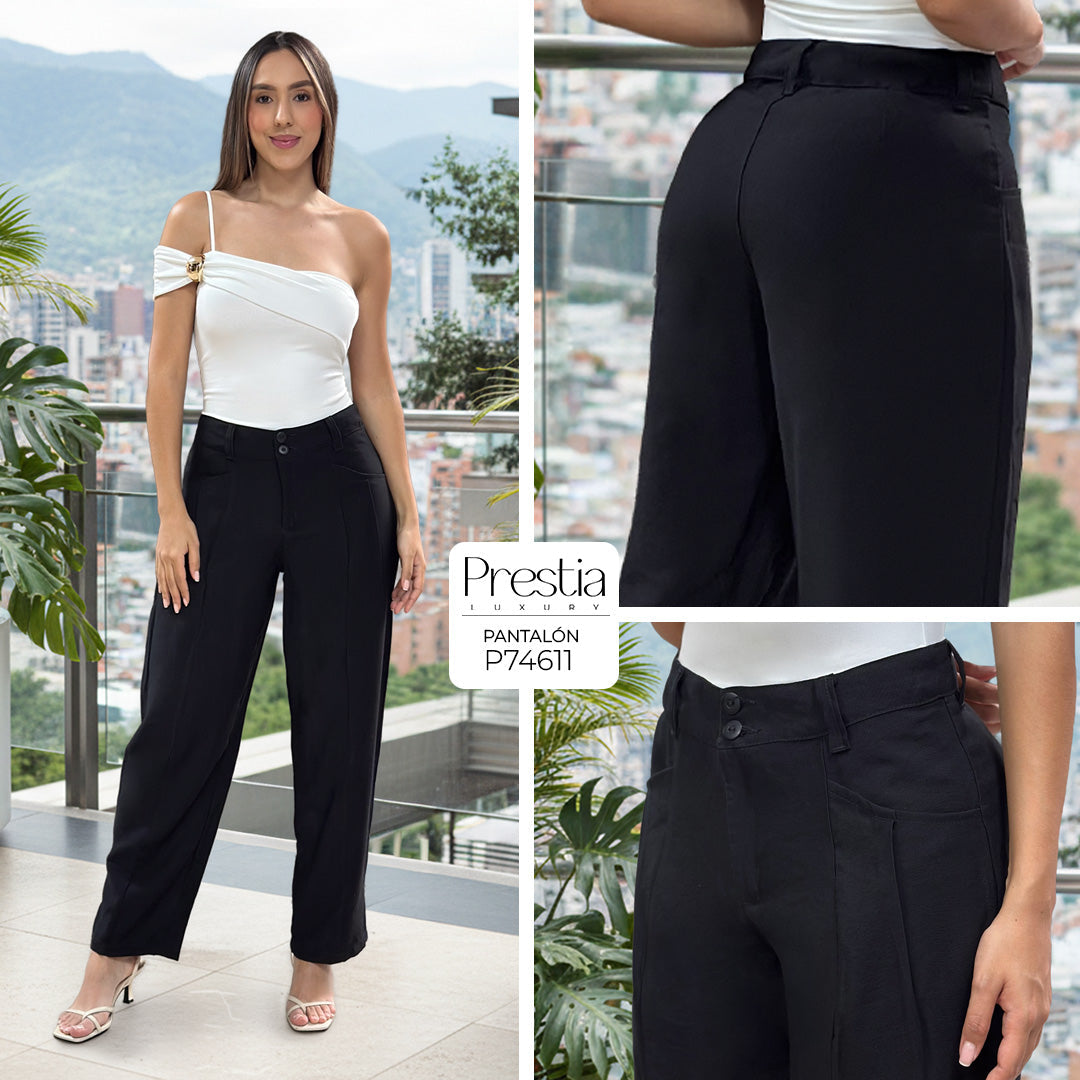 P74611 PANTALON FLOW NEGRO