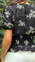 P74617 CONJUNTO LINO BORDADO NEGRO