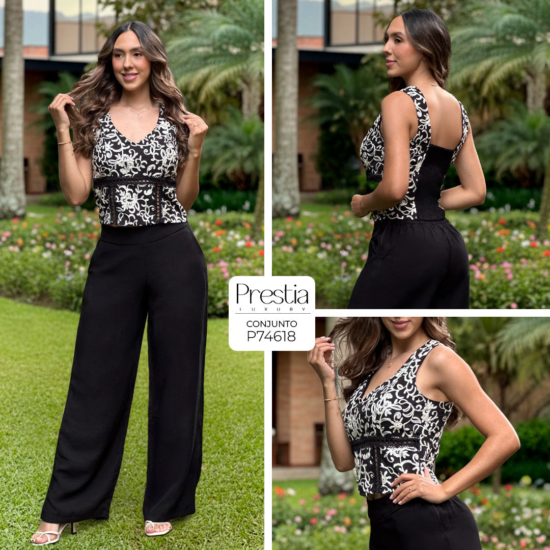 P74618 CONJUNTO OPAL BORDADO NEGRO